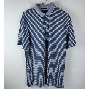 Greyson Mens 2x Striped Performance Golf Polo Shirt Wolf Logo Blue White Stretch